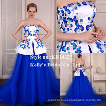 Las mujeres elástico hizo punto el vestido atractivo de la celebridad del vestido del bodycon vestido azul inflable al por mayor barato de la muchacha de flor Nuevo vestido del vestido de bola del estilo